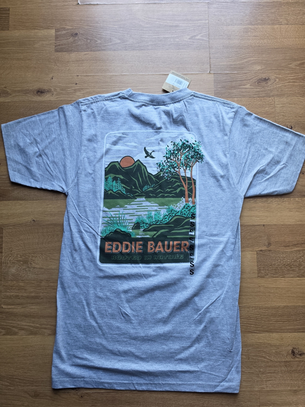 Eddie Bauer Men's Gray Graphic Backprint T-Shirt